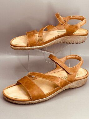 Naot Etera Sandals Womens 8 Tan Slip Resistant Open Toe Slip On Hook & Loop